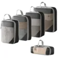 Reise Packtaschen Kompression Koffer Organizer Beutel Set für Kleidung und Schuhaufbewahrung. - Kompression Netz 5-Teiliges Set / Schwarz