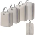 Set pakblokjes, compressie bagage-organizers met schoenentas voor reisbenodigdheden. - 4-Delige Set + Schoontas 5-Delige Set Beige