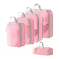 Rosa Reise Packtaschen Kompressionsset für Koffer und Kleidung Organizer Taschen Set. - Kompression Netz 5-Teiliges Set / Rosa