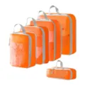 Reisegepäck-Organizer-Set Kompressions-Packwürfel in Orange für Kleidung Schuhe Kosmetikartikel - Kompression Netz 5-Teiliges Set / Orange