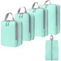 Mintgroene reisverpakking kubussen set met schoenentas, draagbare kofferorganizers. - 4-Delige Set + Schoontas 5-Delige Set Meerblauw