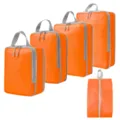 Oranje reiskompressie verpakkingsblokken set met schoenentas voor kofferorganisatie. - 4-Delige Set + Schoontas 5-Delige Set Oranje