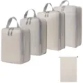 Reis packing cubes set koffer organizer compressie tassen draagbare opbergtassen voor kleding - 4-Delige Set + Trekkoordszak 5-Delige Set Beige