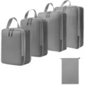 Grijs reizen inpakblokken set compressie opbergtassen voor koffer kleding en schoenen. - 4-Delige Set + Trekkoordszak 5-Delige Set Grijs