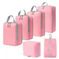 Roze reis packing cubes set, lichtgewicht koffer organizer tassen met schoenentas voor reizen. - 4-Delige Set + Toilettas + Schoontas 6-Delige Set Roze