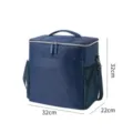 Blue insulated cooler lunch bag with shoulder strap, large capacity thermal picnic bag for food storage - Navy Blue