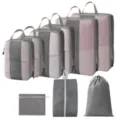 9-teiliges Kompressions-Reise-Packwürfel-Set Netztaschen Koffer-Organizer für Gepäck - 9-Teiliges Set [Grau]