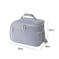 Gray geometric insulated lunch bag crossbody thermal bento handbag with zipper pockets - Gray
