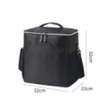 Insulated lunch cooler bag, black thermal picnic bento handbag with shoulder strap. - Black