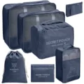 Donkerblauwe 7-delige reisorganizer set, draagbare kofferpakblokzen en opbergtassen. - Marineblauw Zeven-Delige Set