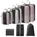 9-teiliges Reise Organizer Set Kompressions Packtaschen Netztaschen für Koffer Kleidung - 9-Teiliges Set [Schwarz]