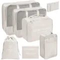 Beige reizen organisator tassen set 7-delige inpakblokken koffer opbergtassen voor kleding schoenen - Beige 7-delige Set