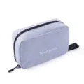 Grey portable travel toiletry bag with black zipper, waterproof makeup storage bag. - 23x15x9cm / Gray