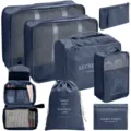 7-delige reistas organizer set inpakblokken waterdichte koffer opbergtassen blauw. - Marineblauw Toiletstas Acht-Delige Set