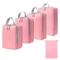 Roze reizen inpakcubes compressie koffer organizer tassen set voor kleding en accessoires. - 4-Delige Set + Trekkoordszak 5-Delige Set Roze