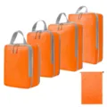 Oranje reispakkers set, compressie bagageorganizers met opbergtas voor koffer en vakantie. - 4-Delige Set + Trekkoordszak 5-Delige Set Oranje
