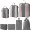Reise Packtaschen 9er Set wasserabweisend Koffer Organizer Taschen in eleganter Farbe. - 7-Teiliges Set [Grau]