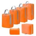 Oranje reizen tassen set compressie voor bagage organisatie opbergtassen 6 stuks - 4-Delige Set + Toilettas + Digitale Tas 6-Delige Set Oranje