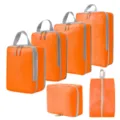 Reis compressie packing cubes set oranje koffer organiser tassen voor op reis en vakantie - 4-Delige Set + Toilettas + Schoontas 6-Delige Set Oranje