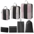 Kompression Reise-Packtaschen Set, Mesh Koffer Organizer Taschen für Kleidung und Reiseutensilien. - 7-Teiliges Set mit Digitaltasche [Schwarz]