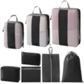 Kompressions Packtaschen Set, Reise Organizer, Netz Beutel für Koffer Kleidung. - 8-Teiliges Set [Schwarz]