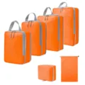 Reis compressie inpakcubes set oranje waterdichte bagage organizer tassen koffer. - 4-Delige Set + Trekkoordszak + Toilettas 6-Delige Set Oranje