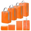 8-delige reiscompressie packing cubes set oranje koffer organizers voor kleding - 8-Delige Set Oranje