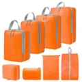 Reizen compressie packing cubes 9-delige set oranje koffer organizer tassen voor schoenen. - 8-Delige Set Oranje
