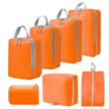 Oranje reistas inpakblokken set met compressie voor kofferorganisatie, waterdichte tassen. - 4-Delige Set + Digitaal + Toilet + Schoontas Oranje