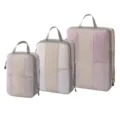 3er Set Kompressions Packtaschen Reise Koffer Organizer mit atmungsaktivem Netzgewebe. - 3-Teiliges Set [Beige]