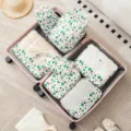 Set di 7 Organizer da Viaggio Borse per Valigia Impermeabili Borsa per Cosmetici Portatile - Verde della Foresta