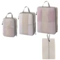 Reise Kompressions Packtaschen Set leichte Koffer Organizer Taschen für Kleidung und Reiseutensilien - 3-Teiliges Set + Schuhbeutel [4-Teilig Beige]