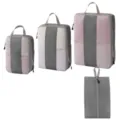 Komprimierbare Reise Packtaschen Set, Netz Organizer Taschen für Gepäck und Kleidung. - 3-Teiliges Set + Schuhbeutel [4-Teilig Grau]