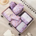 Set 7 Cubi da Imballaggio da Viaggio Viola Stampa Cane Carino Organizzatori Valigia - Cane da Compagnia Viola