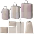 Reise Kompression Packtaschen Set Beige Koffer Organizer Taschen 9 Stueck Lagerung - 8-Teiliges Set [Beige]