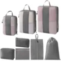 9-teiliges Reise-Packtaschen Set, graue Netztaschen Kompression Koffer Organizer. - 8-Teiliges Set [Grau]