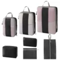 Reise Kompressions Packtaschen Set, Mesh Koffer Organizer für Kleidung und Schuhe. - 7-Teiliges Set mit Digital- und Kulturbeutel [Schwarz]