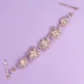 Rose gold floral rhinestone pearl hair vine bridal wedding headpiece for evening party wear. - Light Luxury Rose Gold Headband (HS-J3954RG)