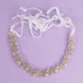 Bridal rhinestone pearl floral hair vine wedding headband with white ribbon hair accessory - Light Luxury Premium Headband (HS-J4506G)