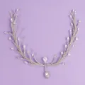 Silver bridal rhinestone hair vine wedding headpiece crystal leaf hair accessory - Photo Shoot Headband (HS-J7130S)