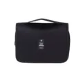 Portable hanging travel toiletry bag with large capacity and foldable cosmetic organizer bag. - Black