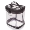 Clear travel cosmetic bag, portable black trim waterproof makeup toiletry bag with handle. - Black Bucket Toiletry Bag
