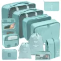 11-teiliges Reise-Organizer-Set Packtaschen Koffer-Aufbewahrungstaschen für Kleidung - Toilettenartikel Kosmetik & Digital 11-Teiliges Set / Seeblau
