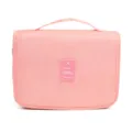Pink hanging travel cosmetic bag portable folding large capacity makeup storage organizer - Pink