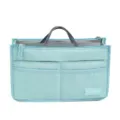 Light blue handbag organizer insert bag with dual handles, multiple pockets and zipper closure. - S / Sky Blue