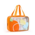 Large capacity transparent toiletry bag orange portable travel cosmetic organizer storage bag - Medium Size Double Handle / Summer Orange