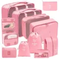 Rosa 11-teiliges Reise-Packtaschen Set, Koffer-Organizer für Kleidung, Schuhe und Kosmetik. - Toilettenartikel Kosmetik & Digital 11-Teiliges Set / Rosa