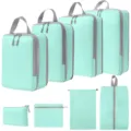 8-delige reis packing cubes set compressie koffer organizers tasjes in mintgroen - 8-Delige Set Meerblauw