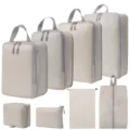 8-delige reis packing cubes set compressie koffer organizer tassen beige reizen - 8-Delige Set Beige