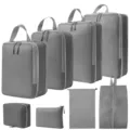 8-delige reiskoffer organizer set, grijze compressie tassen voor kleding en schoenen. - 8-Delige Set Grijs